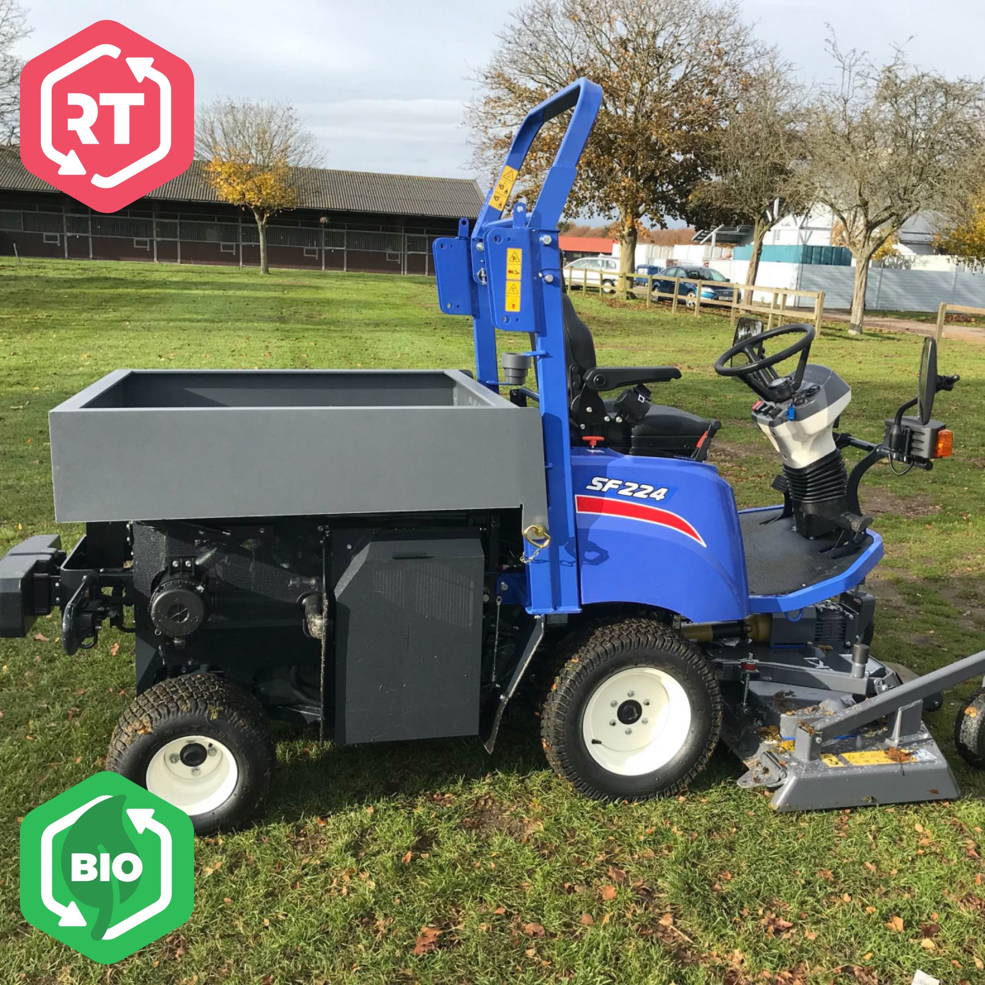 Used Iseki SF224 Ride-on, Out-front Mower with Utility Cargo Tool Box