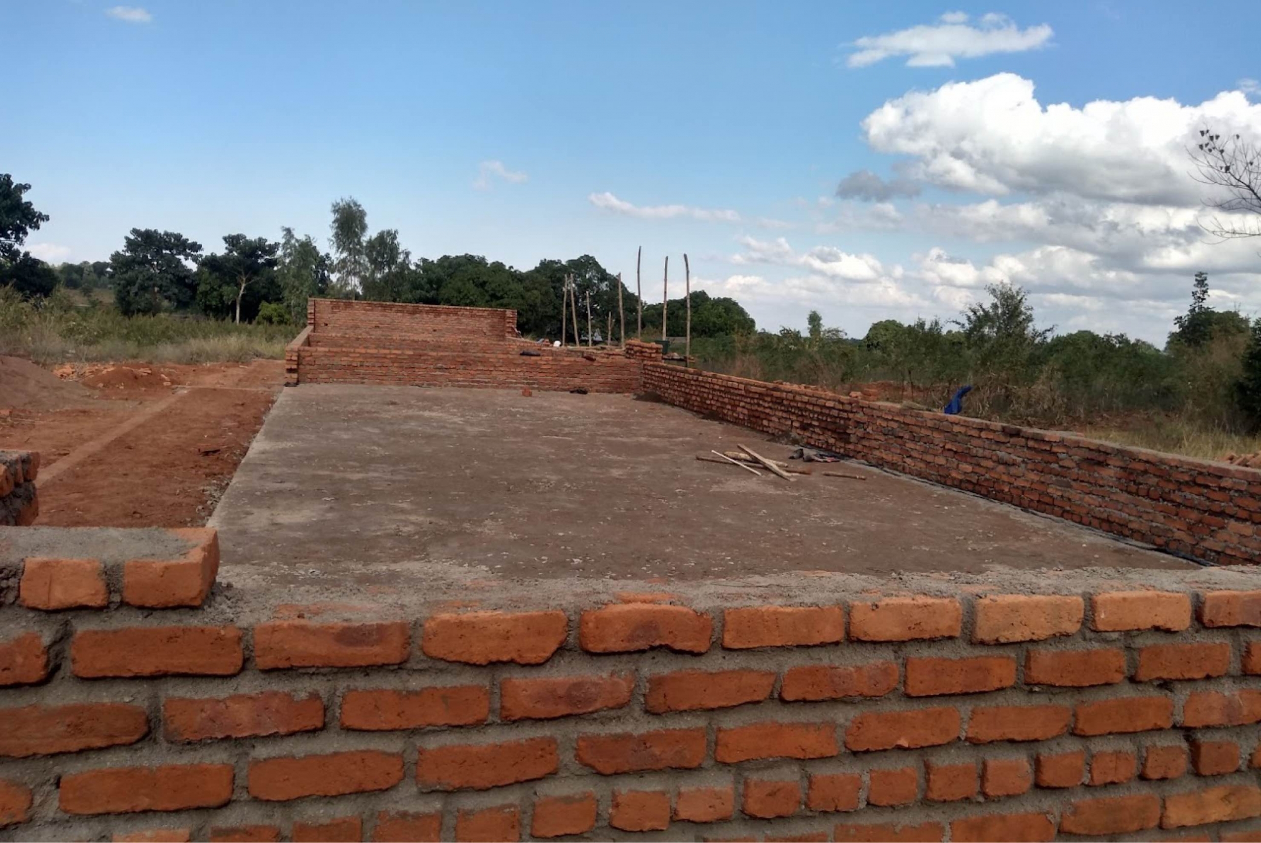 The first classroom block construction is underway.